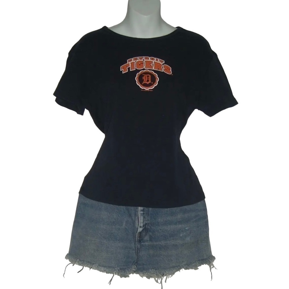 Almost Vintage Detroit Tigers Tee Shirt Lady Slugger Baseball Navy Blue Logo L
